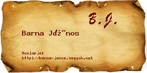 Barna János névjegykártya
